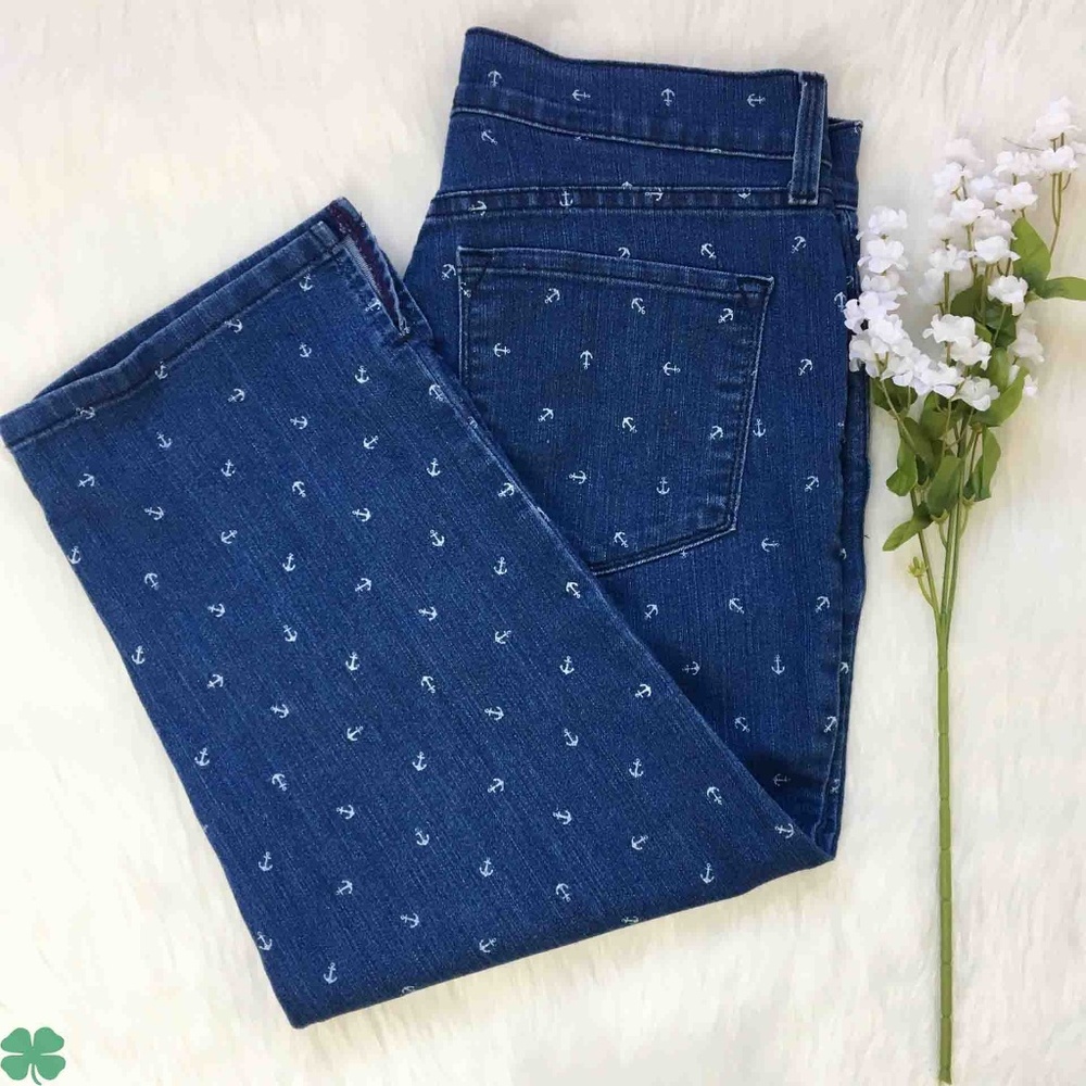 NYDJ Nautical Patterned Cropped Jeans Size 6